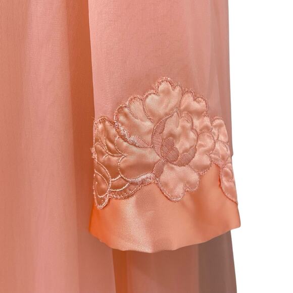 Vintage 60s Gossard Artemis Peach Chiffon Nightgown & Robe Peignoir Set Size S - Picture 6 of 16